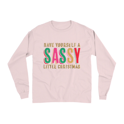 Sassy Little Christmas Glitter Effect Long Sleeve Shirt