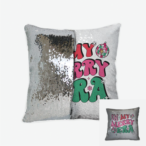 Merry Era Silver Sequin Reversible Pillow COVER