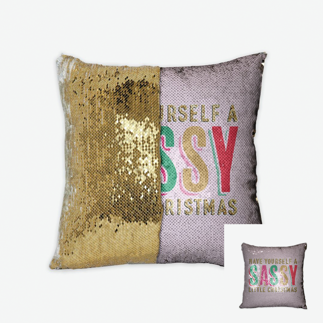 Sassy Little Christmas Sequin Reversible Pillow COVER