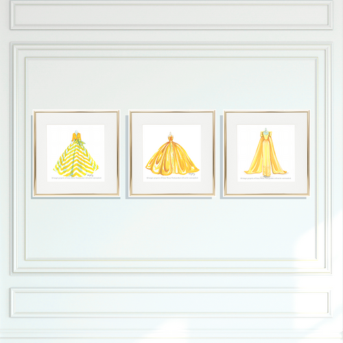 Giclee Trio, Sunny Yellow Dresses, Choice of Sizes - GinnyMoon